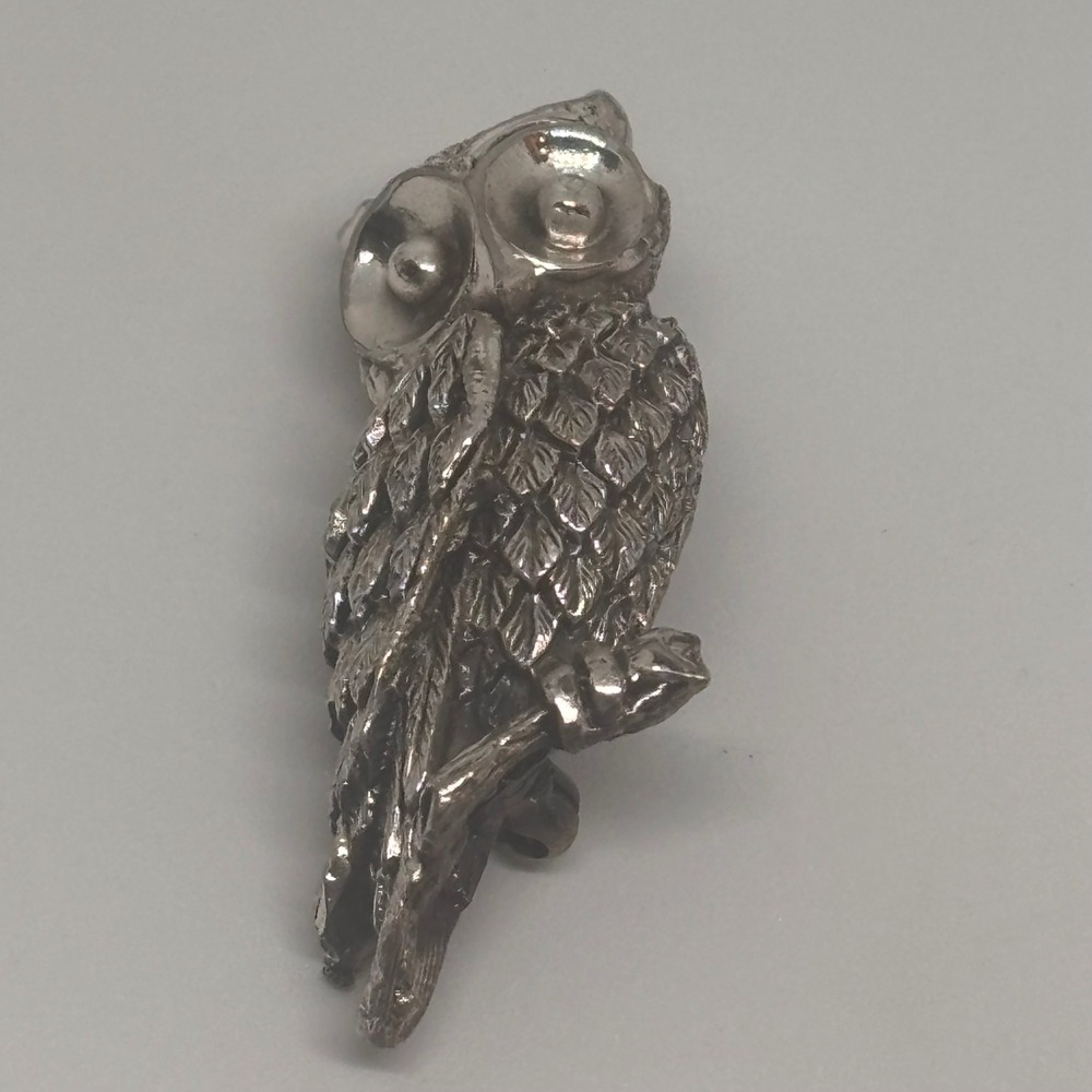 Tortolani Brooch Vintage Gold Tone Owl Textured Figural Statement Pin